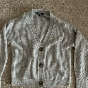 Quince Wool/Alpaca Blend Cropped Cardigan Light Gray size Small